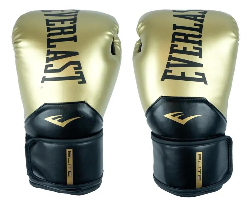 Combo Guantes Everlast Pro Style Elite Dorado + Bucal Everlast Negro