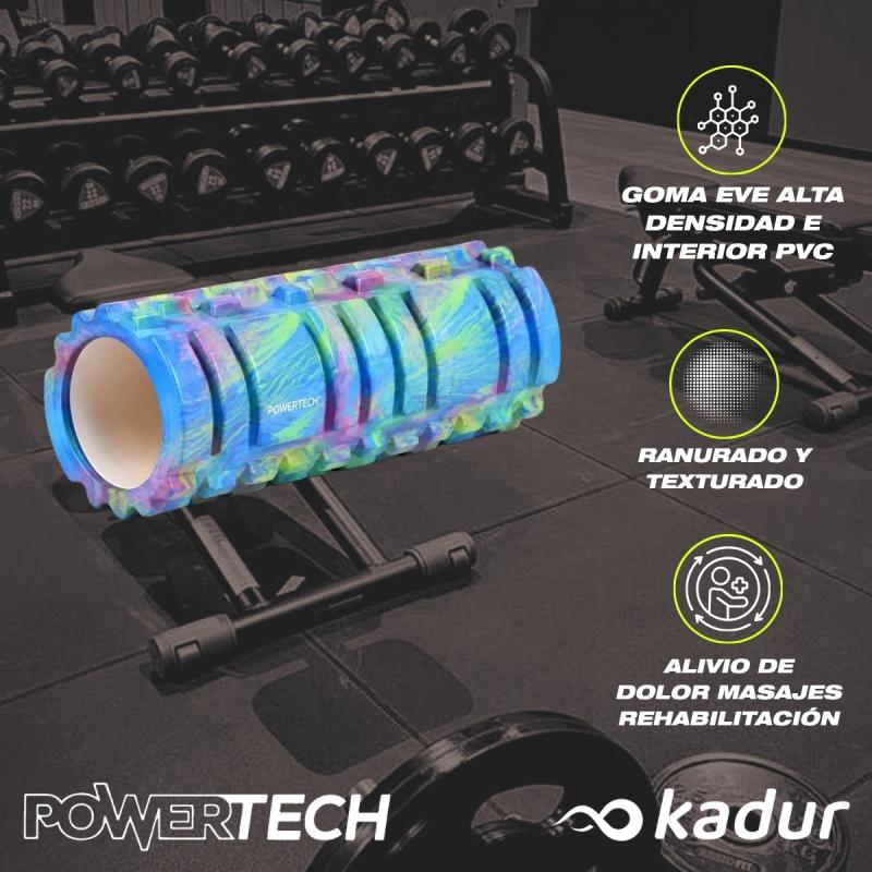 Rolo Powertech Texturado Yoga Pilates 35 Cm