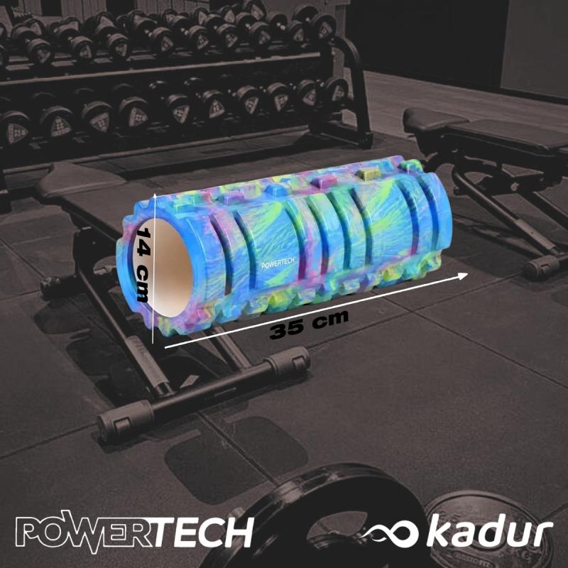 Rolo Powertech Texturado Yoga Pilates 35 Cm