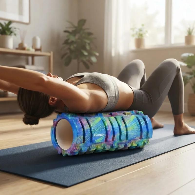Rolo Powertech Texturado Yoga Pilates 35 Cm