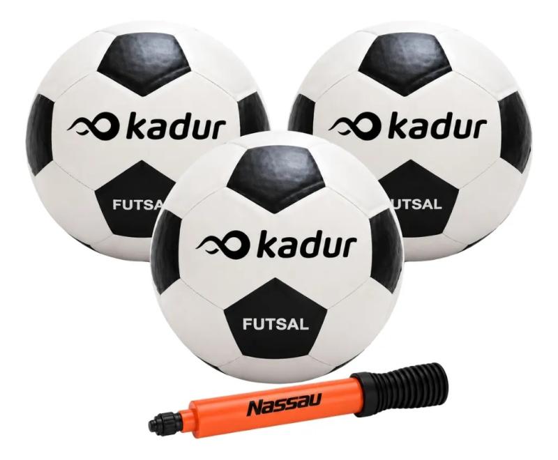 Pelotas Futsal N4 X3u Inflador Nassau Kit Futbol