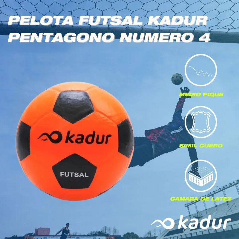 Pelota Futsal Kadur Pentagono N°4 Simil Cuero x5 Unidades