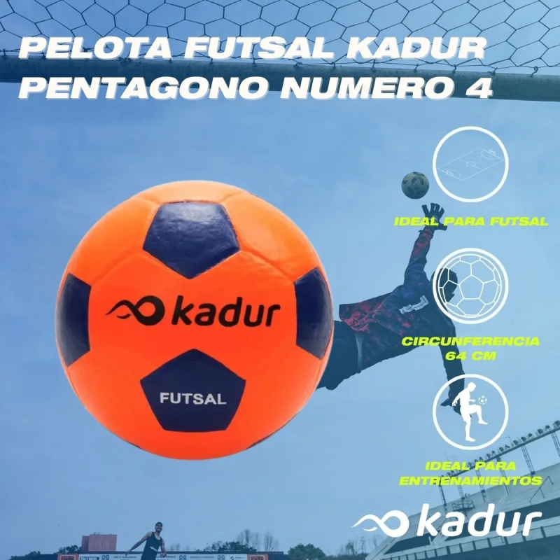 Pelota Futsal Kadur Pentagono N°4 Simil Cuero x5 Unidades