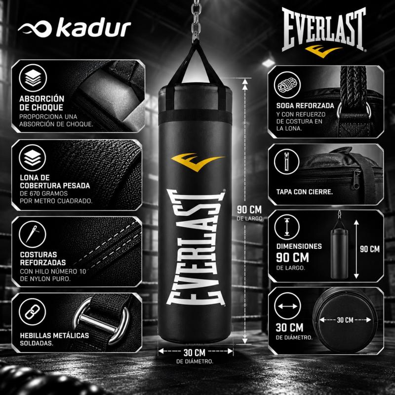 Bolsa Boxeo Everlast 110 Cm Guantes Core 2 Kit