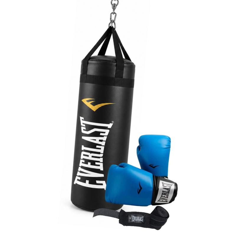 Bolsa Boxeo Everlast 90 Cm Guantes Pro Style Vendas
