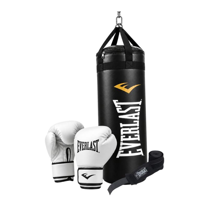 Bolsa Boxeo Everlast 90 Cm Guantes Core 2 Vendas Kit