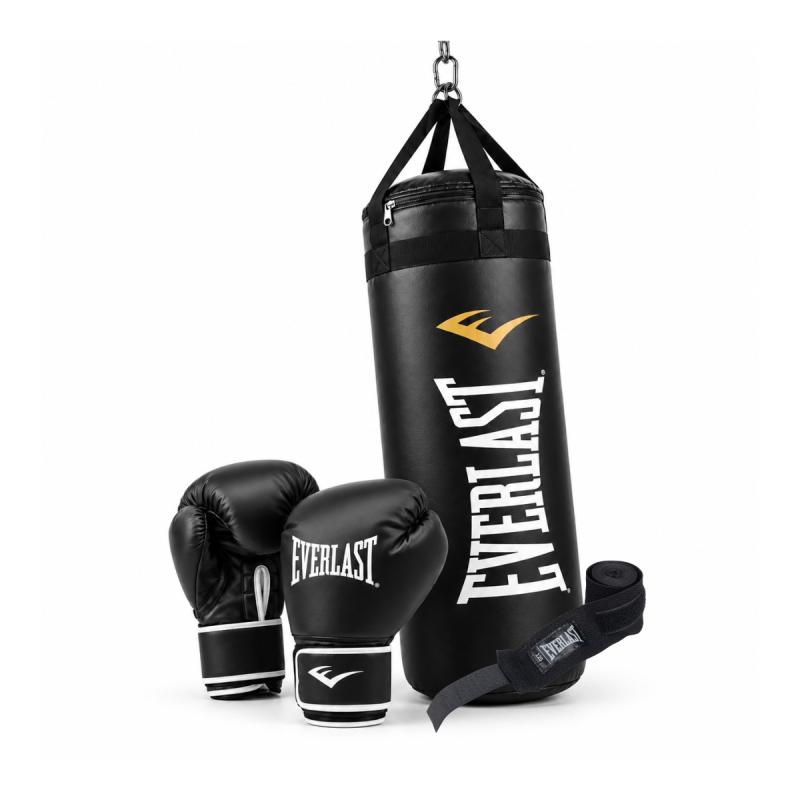 Bolsa Boxeo Everlast 90 Cm Guantes Core 2 Vendas Kit