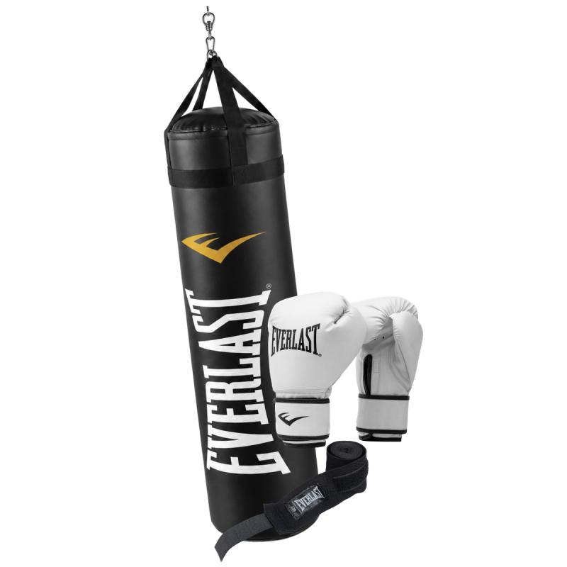 Bolsa Boxeo Everlast 110 Cm Guantes Core 2 Vendas Kit