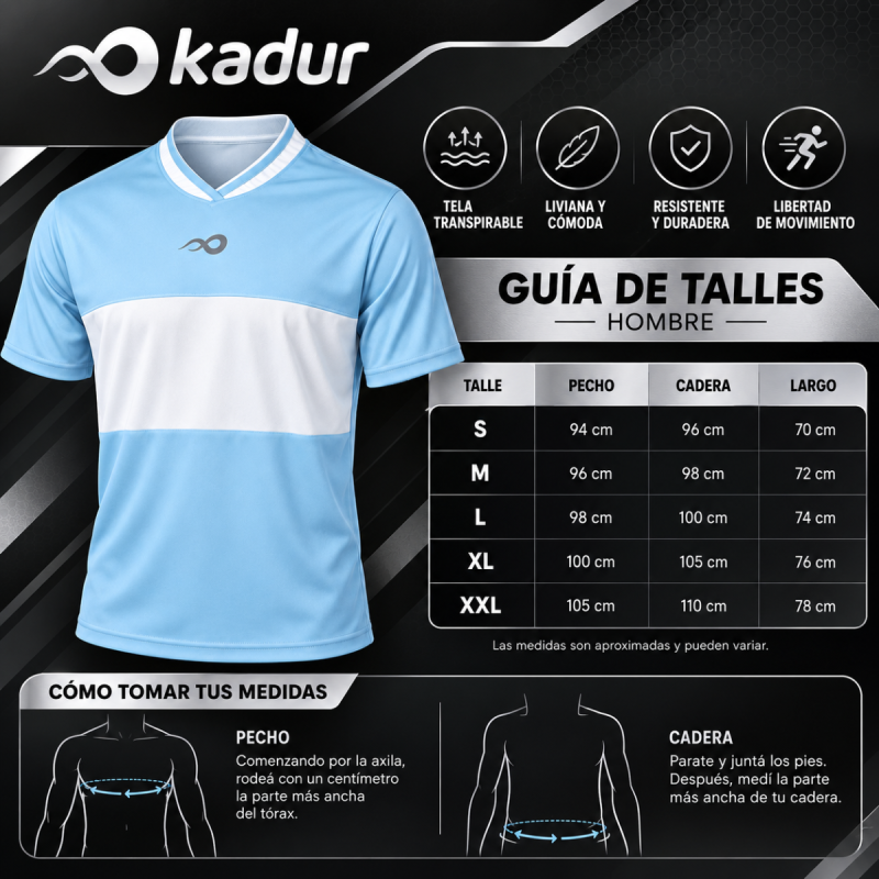 Camiseta Futbol Kadur Sin Numerar Pack X5