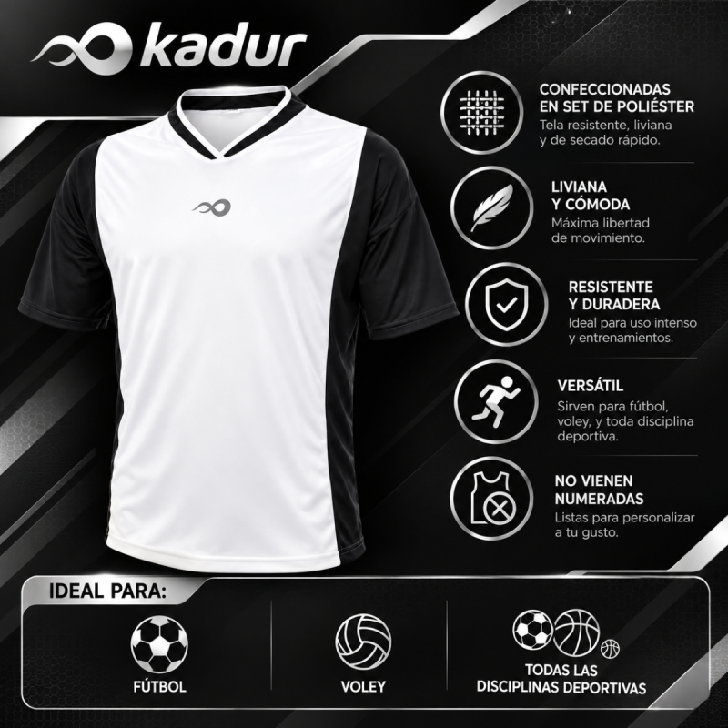 Camiseta Futbol Kadur Sin Numerar Pack X5
