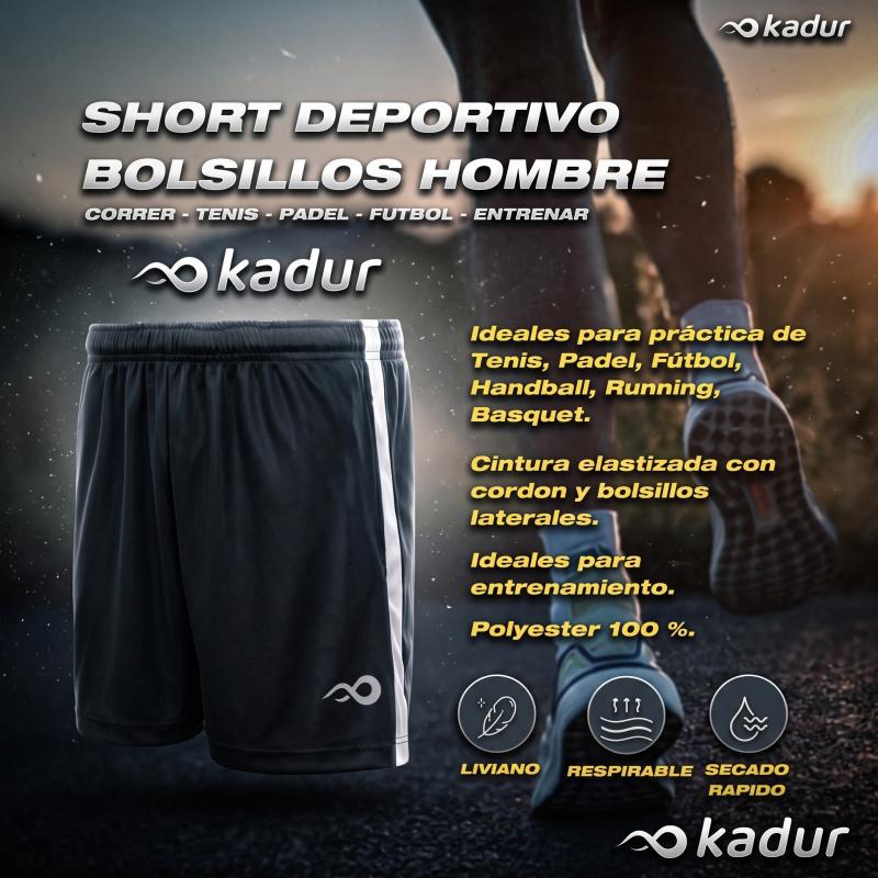 Short Running Hombre Bolsillos Combo X3
