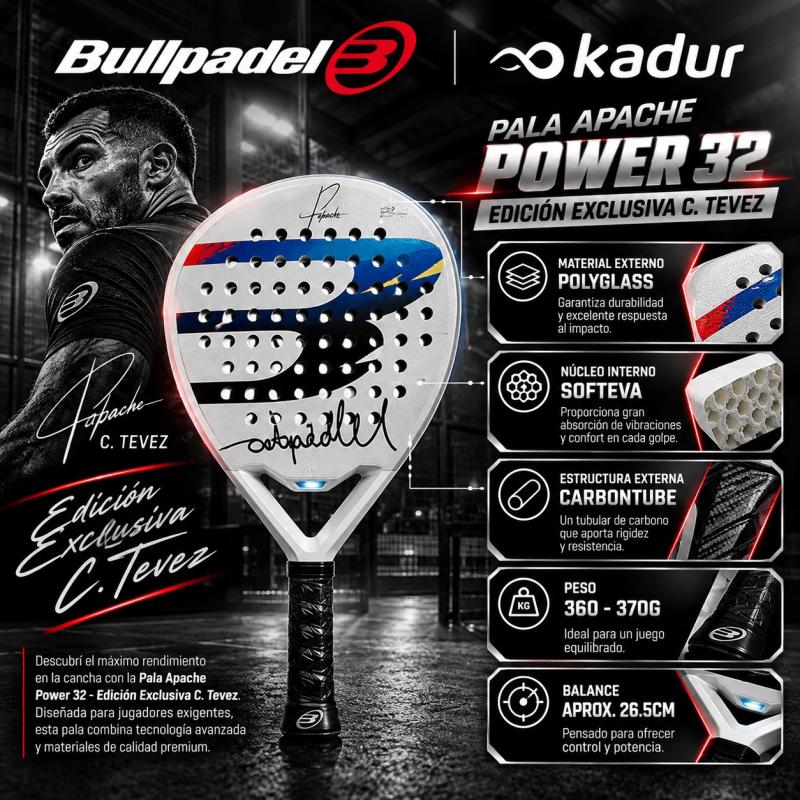 Paleta Padel Bullpadel Pala Apache Power Edicion Tevez