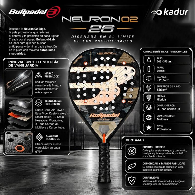 Paleta Padel Bullpadel Neuron 02 Carbon 3k Eva