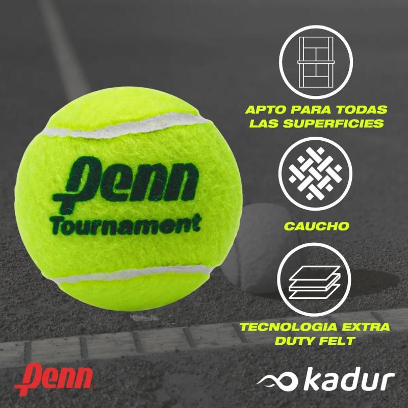 Pelota Tenis Penn Tournament Sueltas X10 Sello Verde