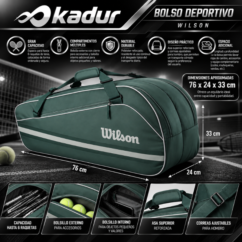 Bolso Raquetero Wilson 6PK Team Racket Bag