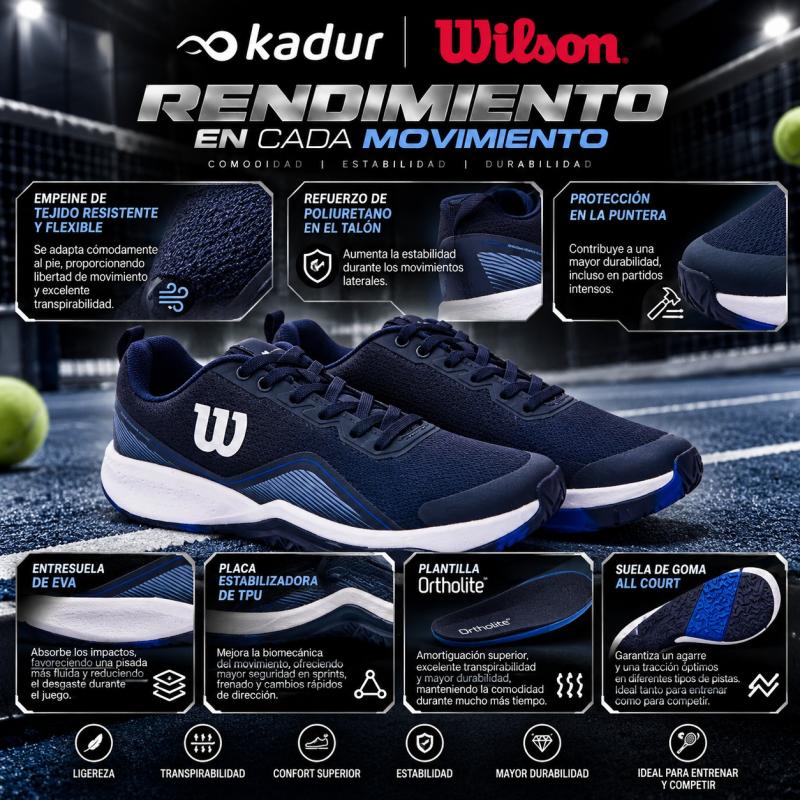 Zapatillas Tenis Wilson Hombre Court Sintetico Mesh