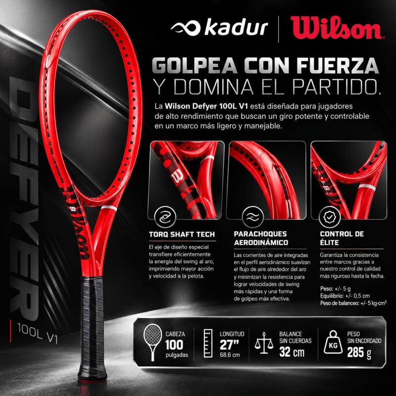 Raqueta Tenis Wilson Red Line 100 V1 Defyer Carbono