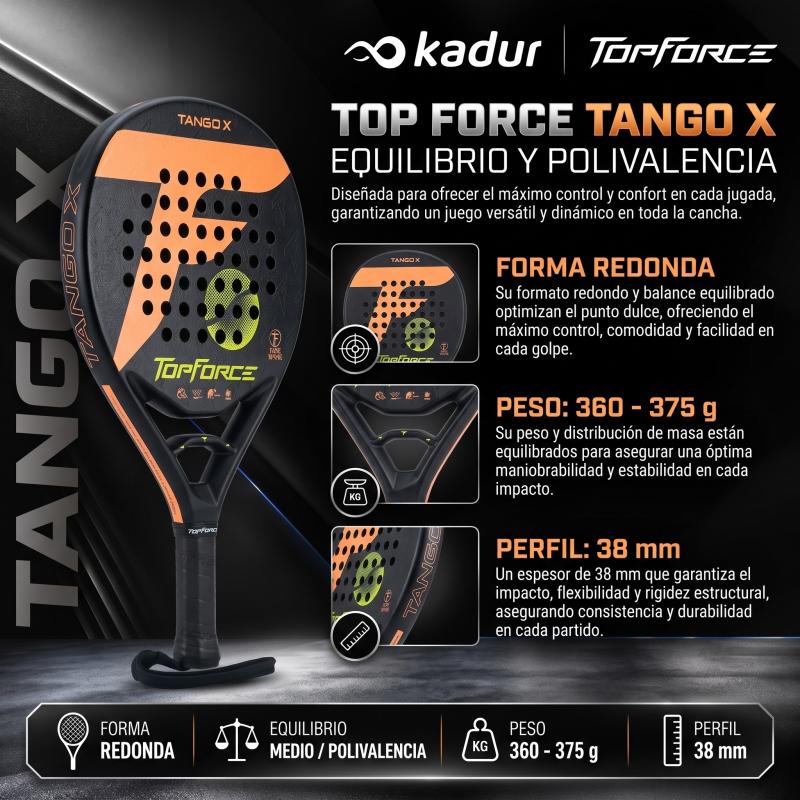 Paleta Padel Top Force Tango X Carbono Fibra Vidrio