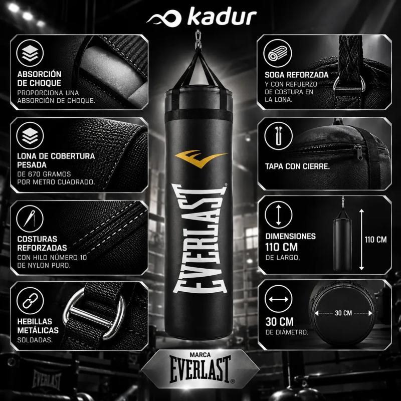Bolsa Boxeo Everlast 110 Cm + Soporte Pared Tripode