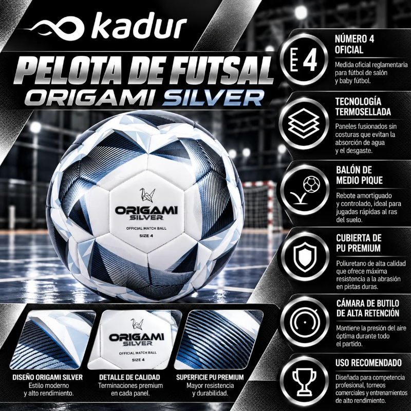 Pelota Futsal N°4 Nassau Origami Silver