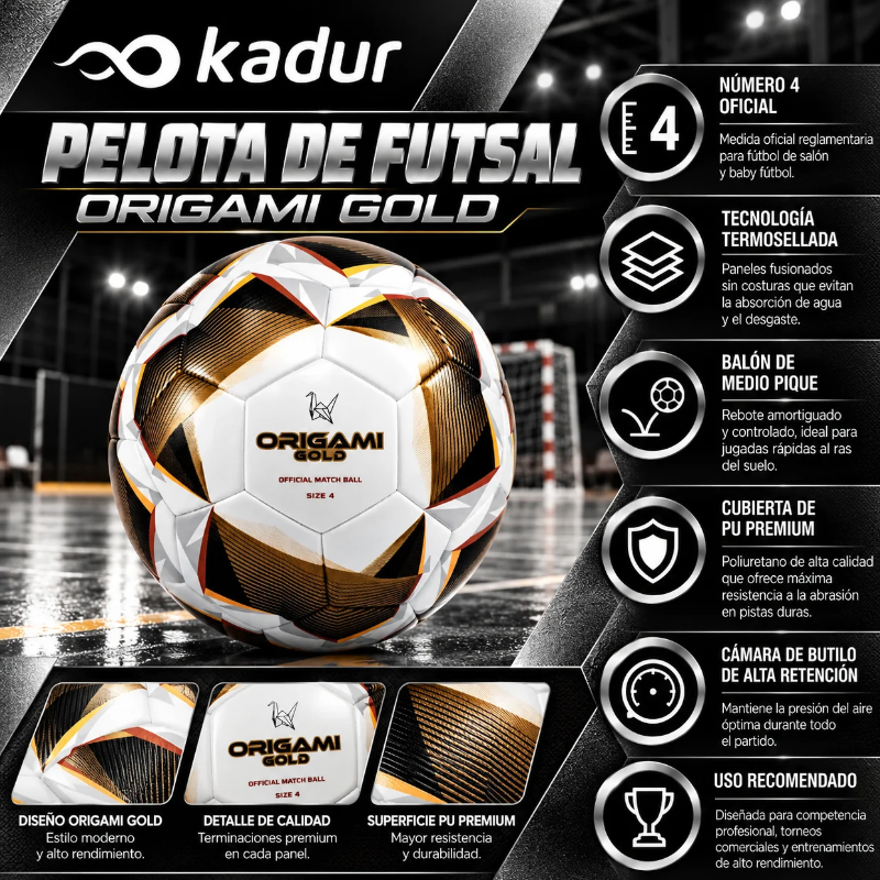 Pelota Futsal N°4 Nassau Origami Gold