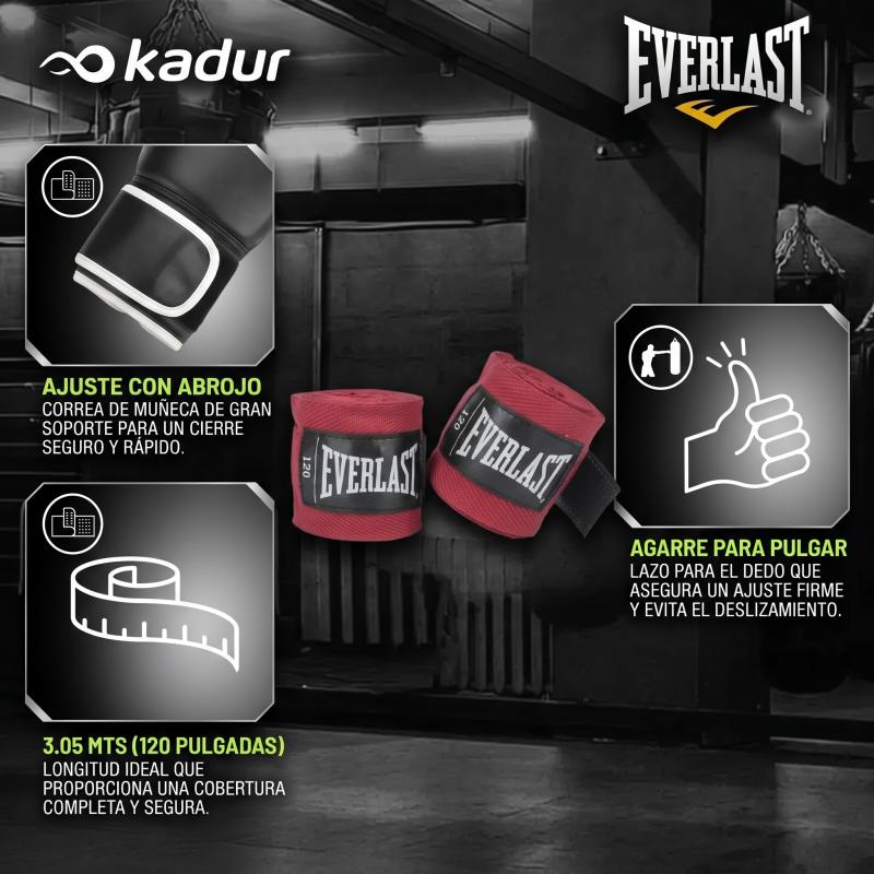 Combo Guantes Everlast Core + Vendas Everlast 3.05 Mts