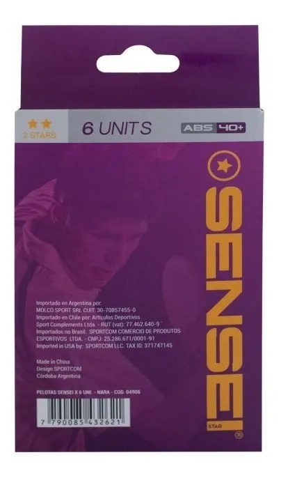 Pack X 6 Pelotas Ping Pong Sensei 2 Estrellas
