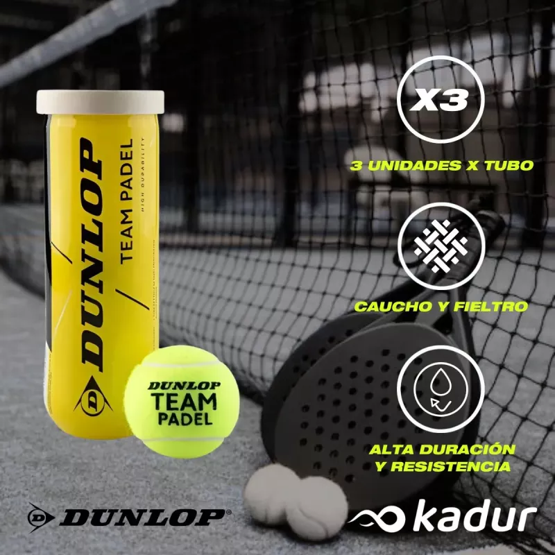 Tubo Pelotas Padel Dunlop Team X 3