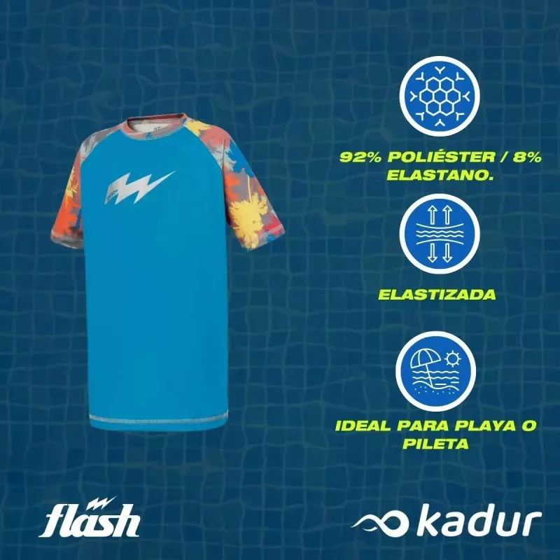 Remera UV50 Infantil Manga Corta Flash