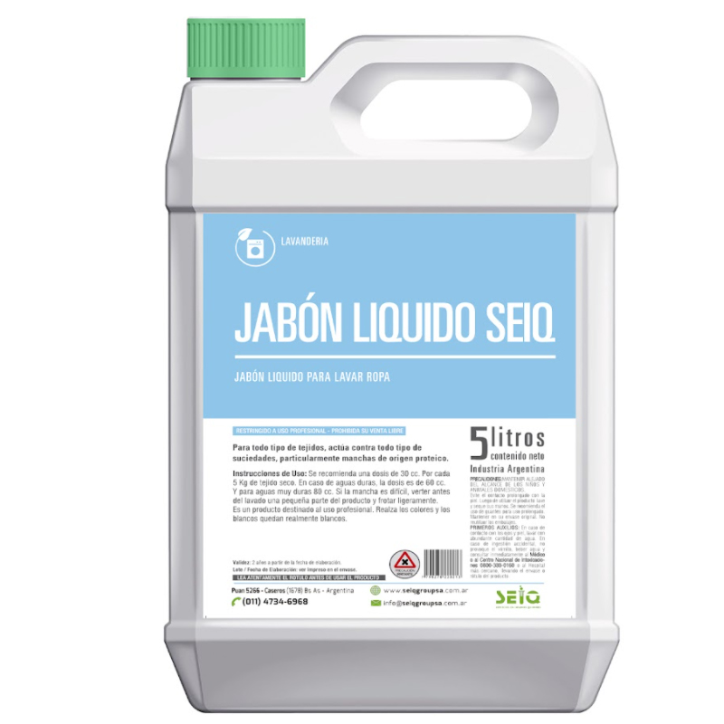 Jabon Liquido Para Ropa  X 5 Lts SEIQ