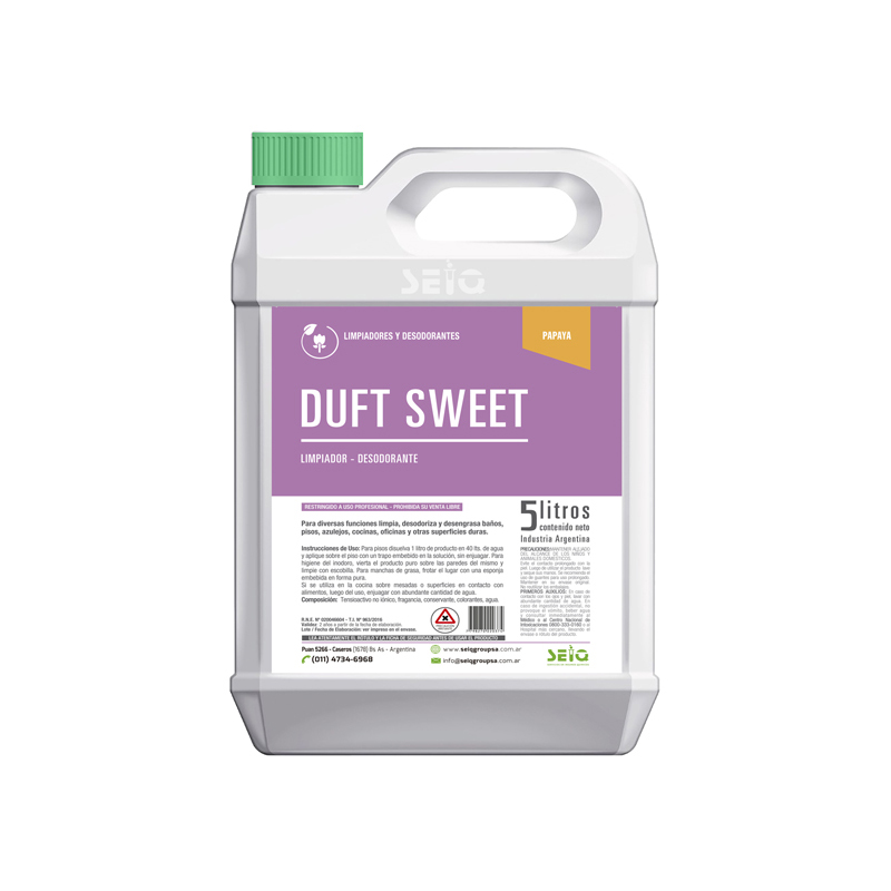 Limpiador De Pisos Desinfectante DUFT SWEET x 5Lts Concentrado - SEIQ