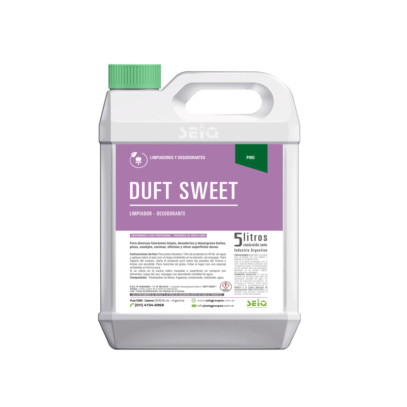 Limpiador De Pisos Desinfectante DUFT SWEET x 5Lts Concentrado - SEIQ