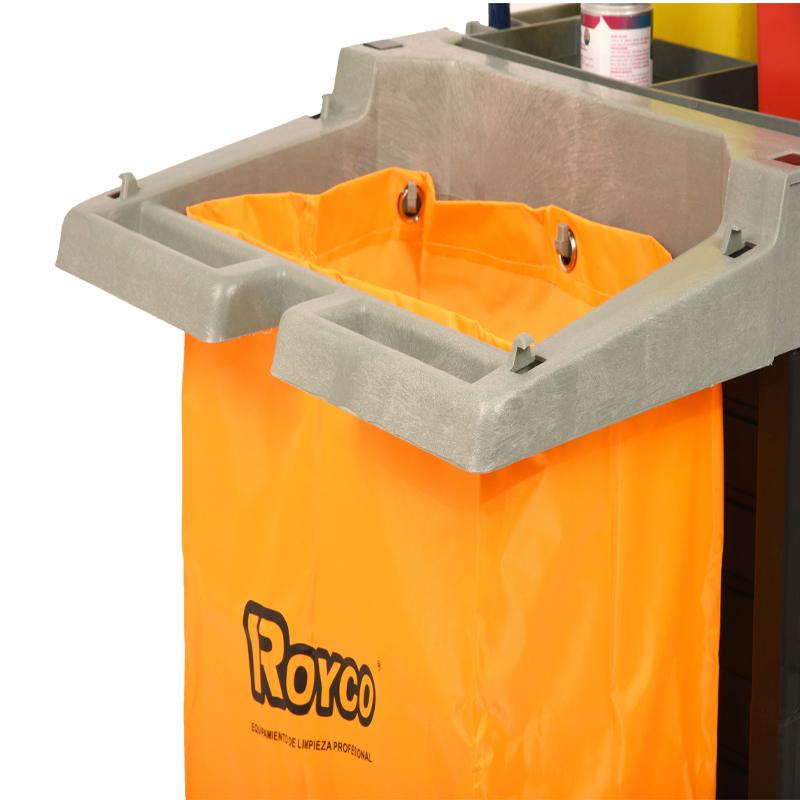 Carro de limpieza organizador hotelero con bolsa Royco