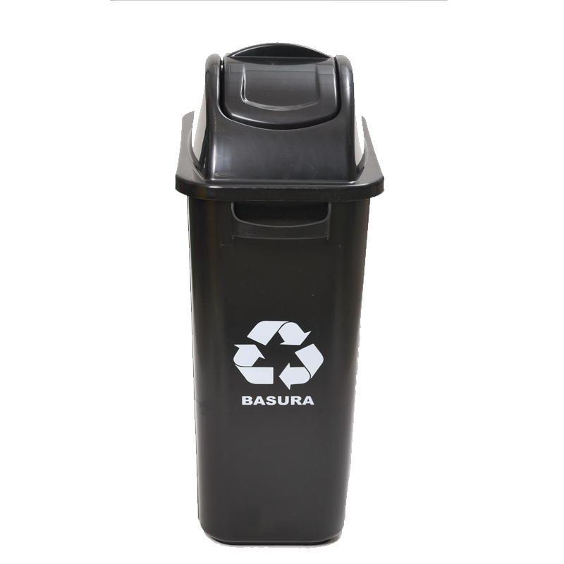 Cesto Tacho De Basura 50 Lts Con Asa Residuos Negro