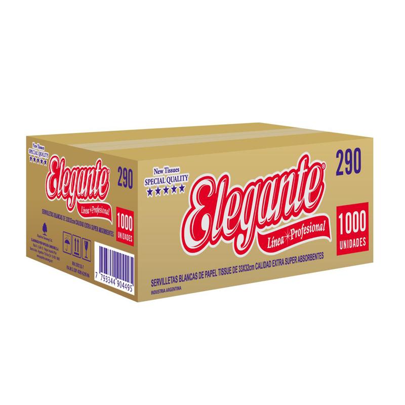Servilleta de papel blanca x 1000 un. 33x32 .(290)  ELEGANTE