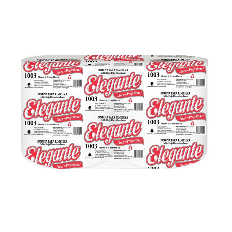Bobina industrial de papel Elegante 25 cm x 400 metros doble hoja (1003)