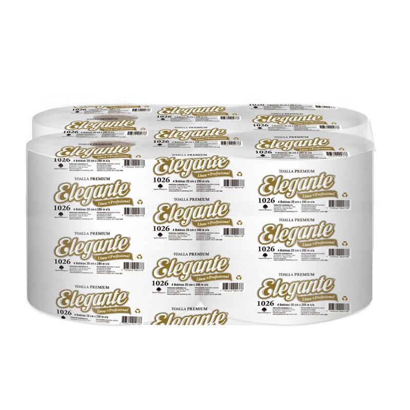 Toalla de papel en rollo Elegante blanca 200 mts x 4un (1026)