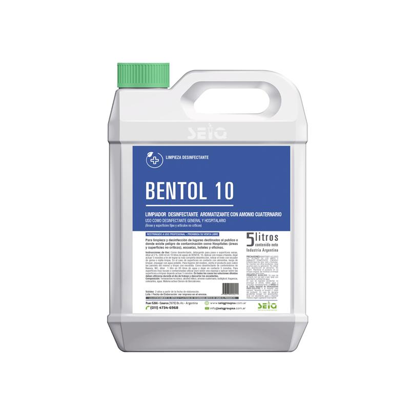 Desinfectante Bentol 10 Seiq Amonio Cuaternario Concentrado 5 Lts