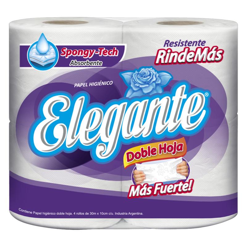 Papel Higienico Elegante Doble Hoja Spongy Tech 30 Metros X 40 UN (COD 913)