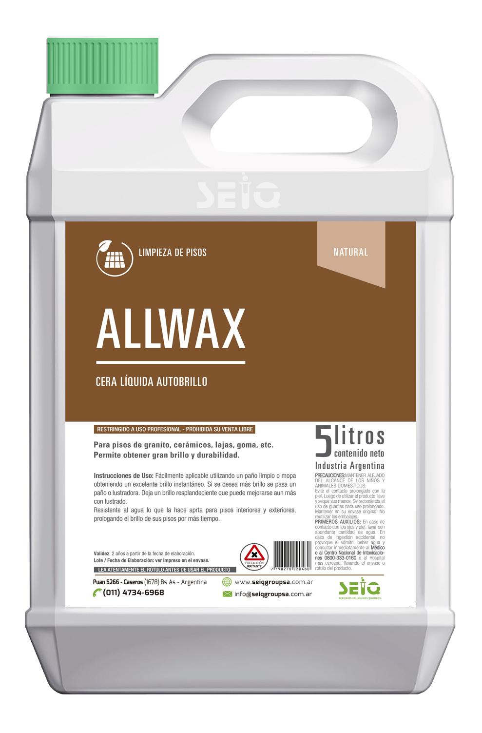 Cera acrilica para pisos  ALLWAX x 5Lts - SEIQ