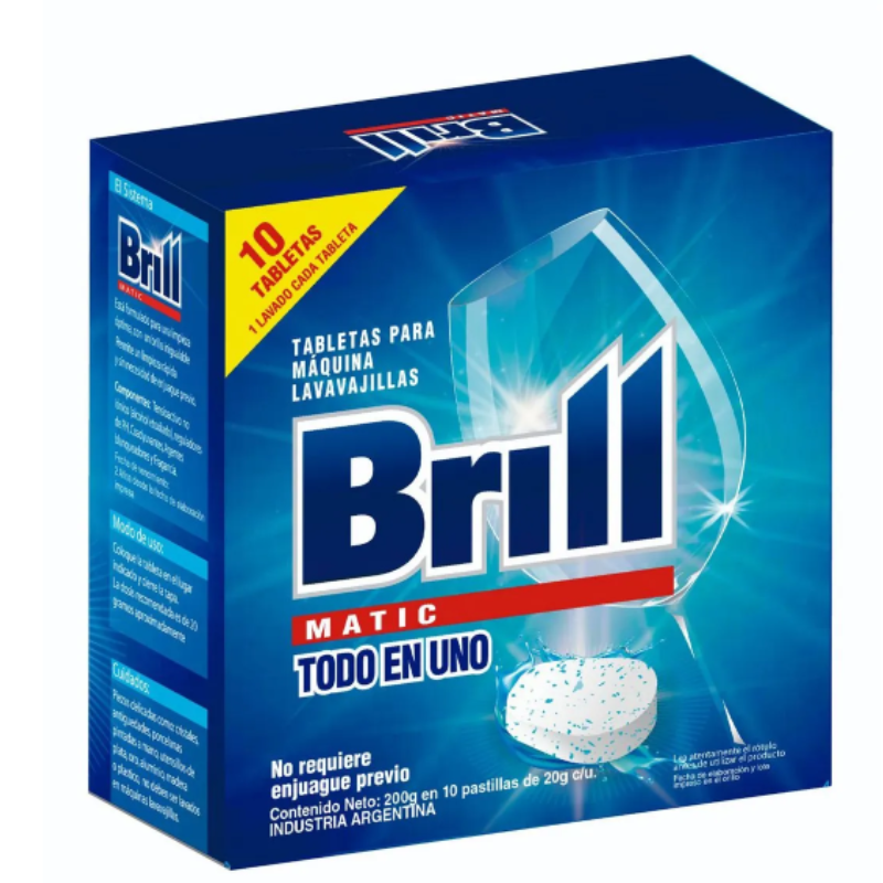 Tabletas Pastillas Maquina Lavavajilla Brill 3 En 1 X 10 Un