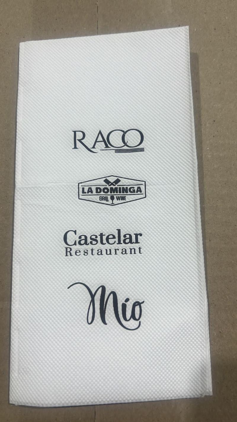 Servilleta  Impresa Personalizada Simil Tela Papel Laminado doble hoja 40x40 1600 Unidades