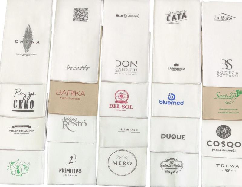 Servilleta  Impresa Personalizada Simil Tela Papel Laminado doble hoja 40x40 1600 Unidades