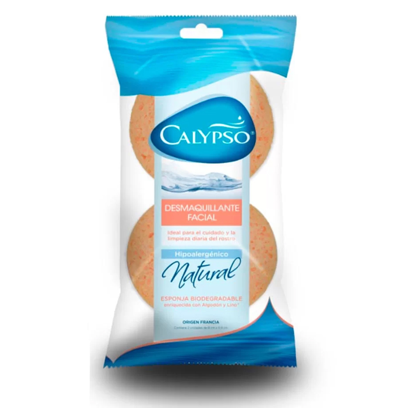 Esponja Facial Demaquillante Calypso Limpieza Piel X 2un