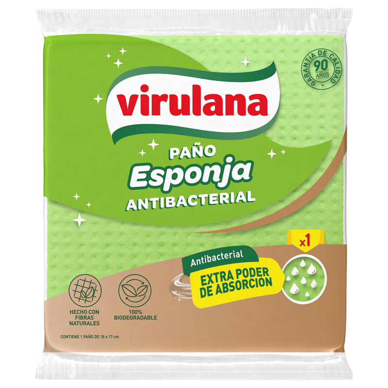 Paño Esponja Antibacterial Virulana Extra Absorbente Trapo