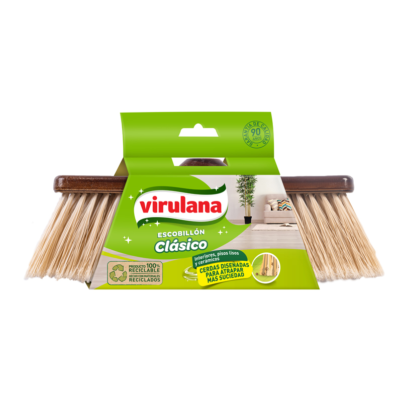 Escobillon Virulana Clasico Cerdas Barredor Simil Madera