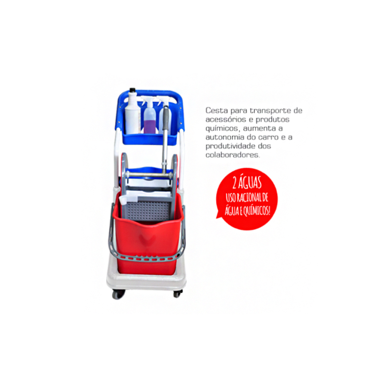 Carro de limpieza prensamopa doble balde 50 Lts