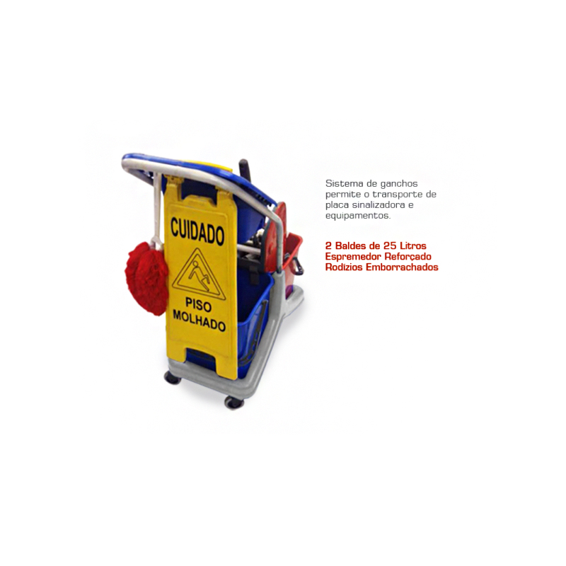 Carro de limpieza prensamopa doble balde 50 Lts