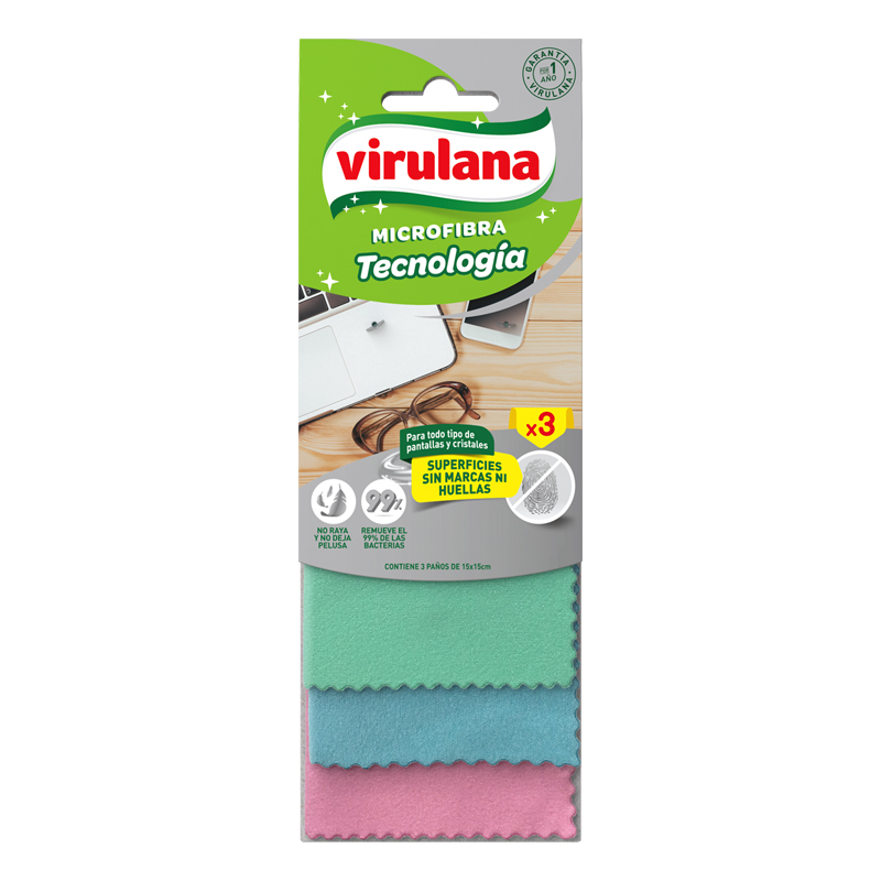 Paño Microfibra Virulana Tecnologia Pantallas Lcd Led X 3un
