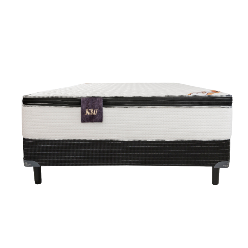 Conjunto Sommier Sueño Dorado Dubai 140x190 Resortes Pocket 130 Kg